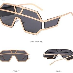 Geometric Black and Gold Sunglasses